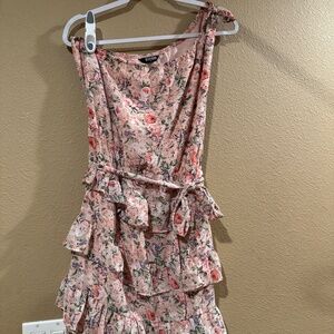One shoulder floral dress